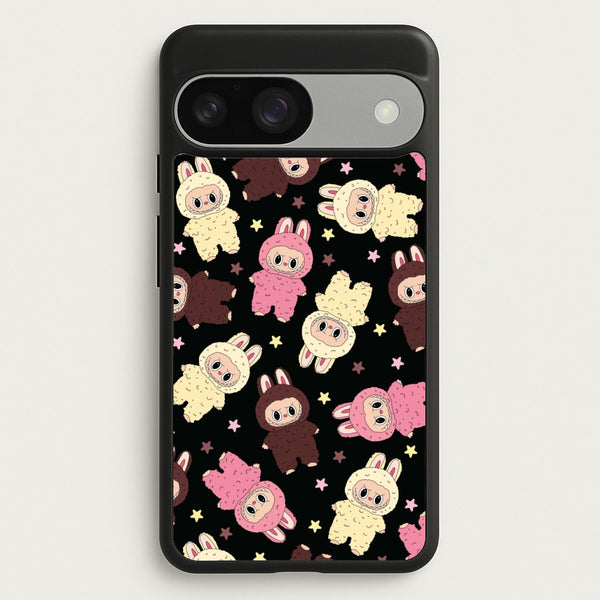 Cute Monsters And Stars Pattern  - Plushy Phone Case for Google Pixel 9 / 9 Pro