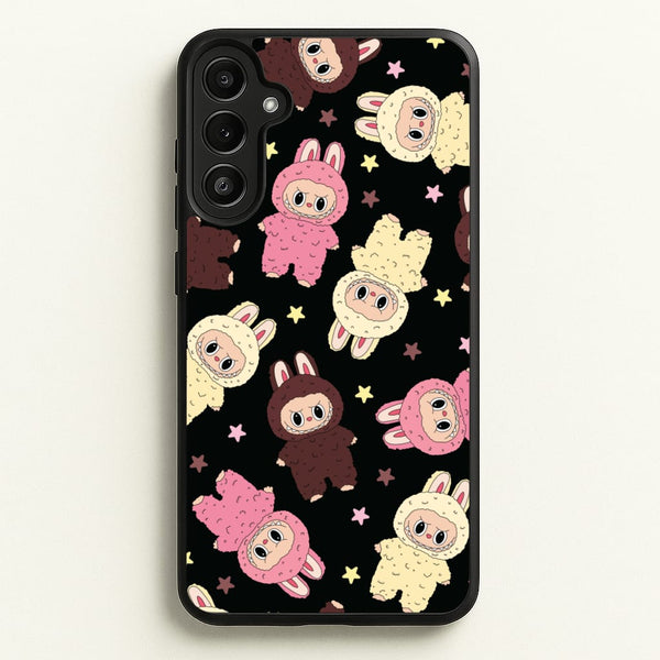 Cute Monsters And Stars Pattern  - Plushy Phone Case for Galaxy A36