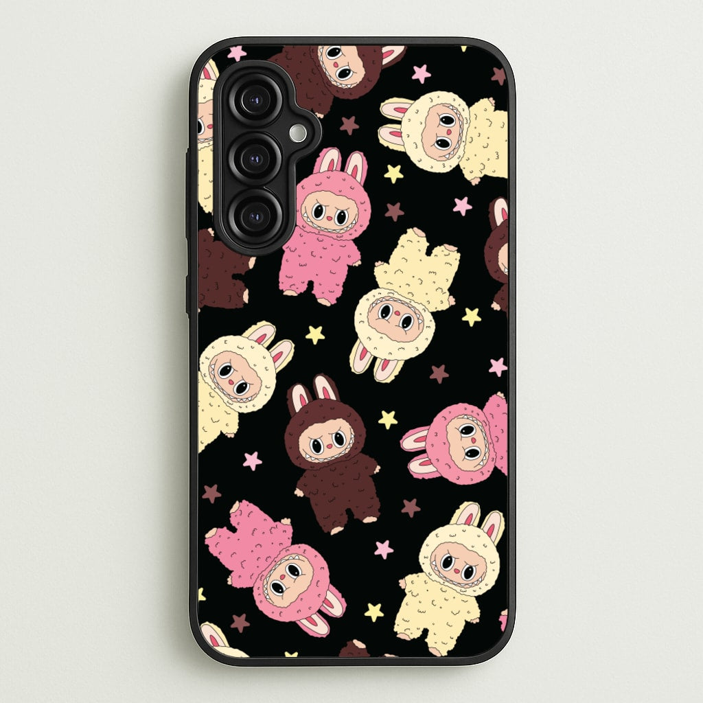 Cute Monsters And Stars Pattern  - Plushy Phone Case for Galaxy A14