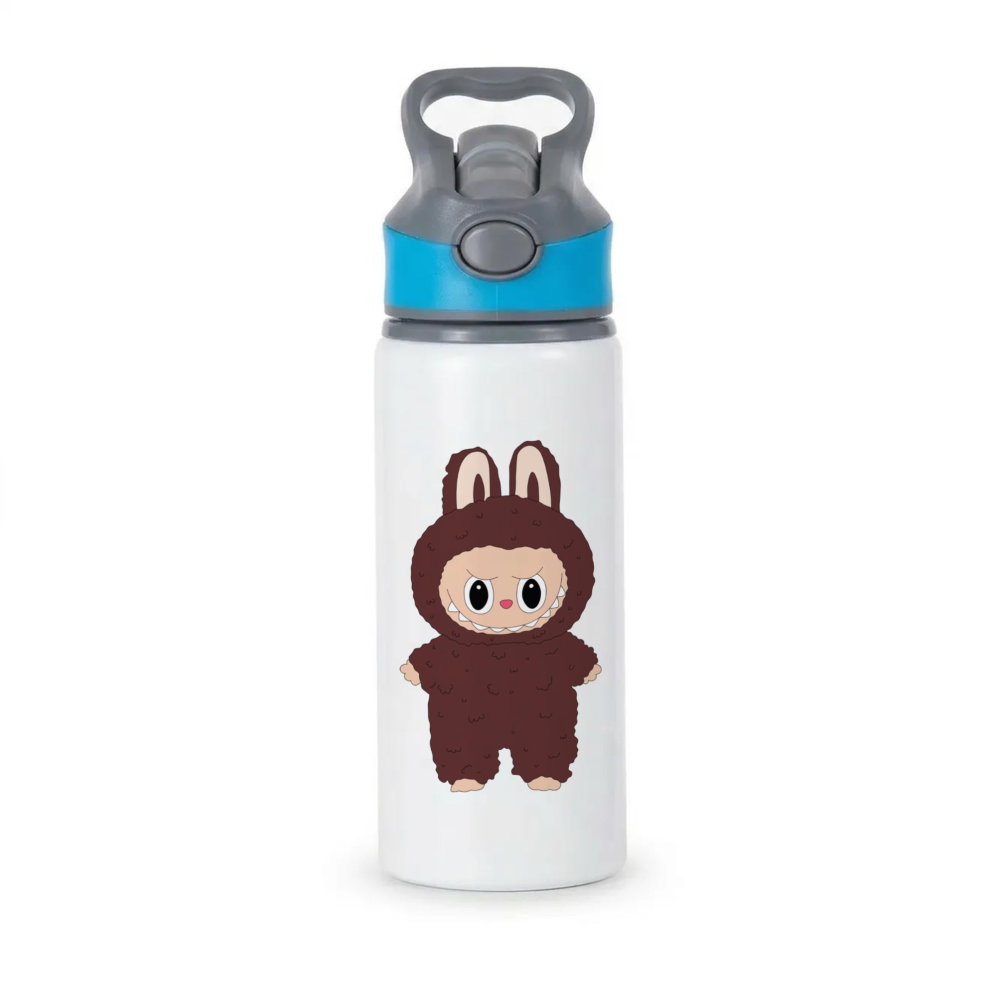 Cute Brown Monster Active Water Bottle - Blue