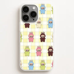 Cute Colourful Monsters Checkered Pattern  - Plushy Phone Case for iPhone 16 Pro Max