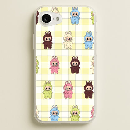Cute Colourful Monsters Checkered Pattern  - Plushy Phone Case for iPhone 16e