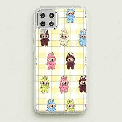 Cute Colourful Monsters Checkered Pattern  - Plushy Phone Case for Galaxy A12