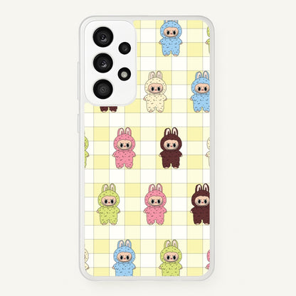 Cute Colourful Monsters Checkered Pattern  - Plushy Phone Case for Galaxy A53
