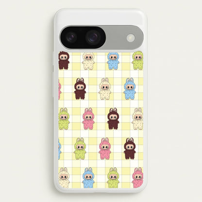 Cute Colourful Monsters Checkered Pattern  - Plushy Phone Case for Google Pixel 9 / 9 Pro