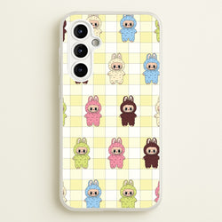 Cute Colourful Monsters Checkered Pattern  - Plushy Phone Case for Galaxy A54