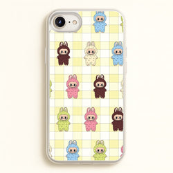 Cute Colourful Monsters Checkered Pattern  - Plushy Phone Case for iPhone 6 Plus / 7 Plus / 8 Plus