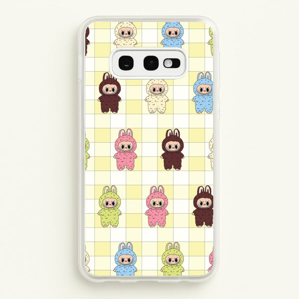 Cute Colourful Monsters Checkered Pattern  - Plushy Phone Case for Galaxy S10e
