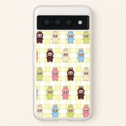 Cute Colourful Monsters Checkered Pattern  - Plushy Phone Case for Google Pixel 7 Pro