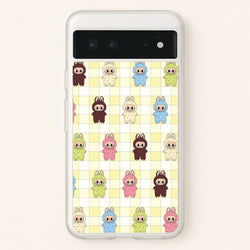 Cute Colourful Monsters Checkered Pattern  - Plushy Phone Case for Google Pixel 6