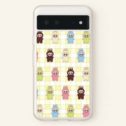 Cute Colourful Monsters Checkered Pattern  - Plushy Phone Case for Google Pixel 6