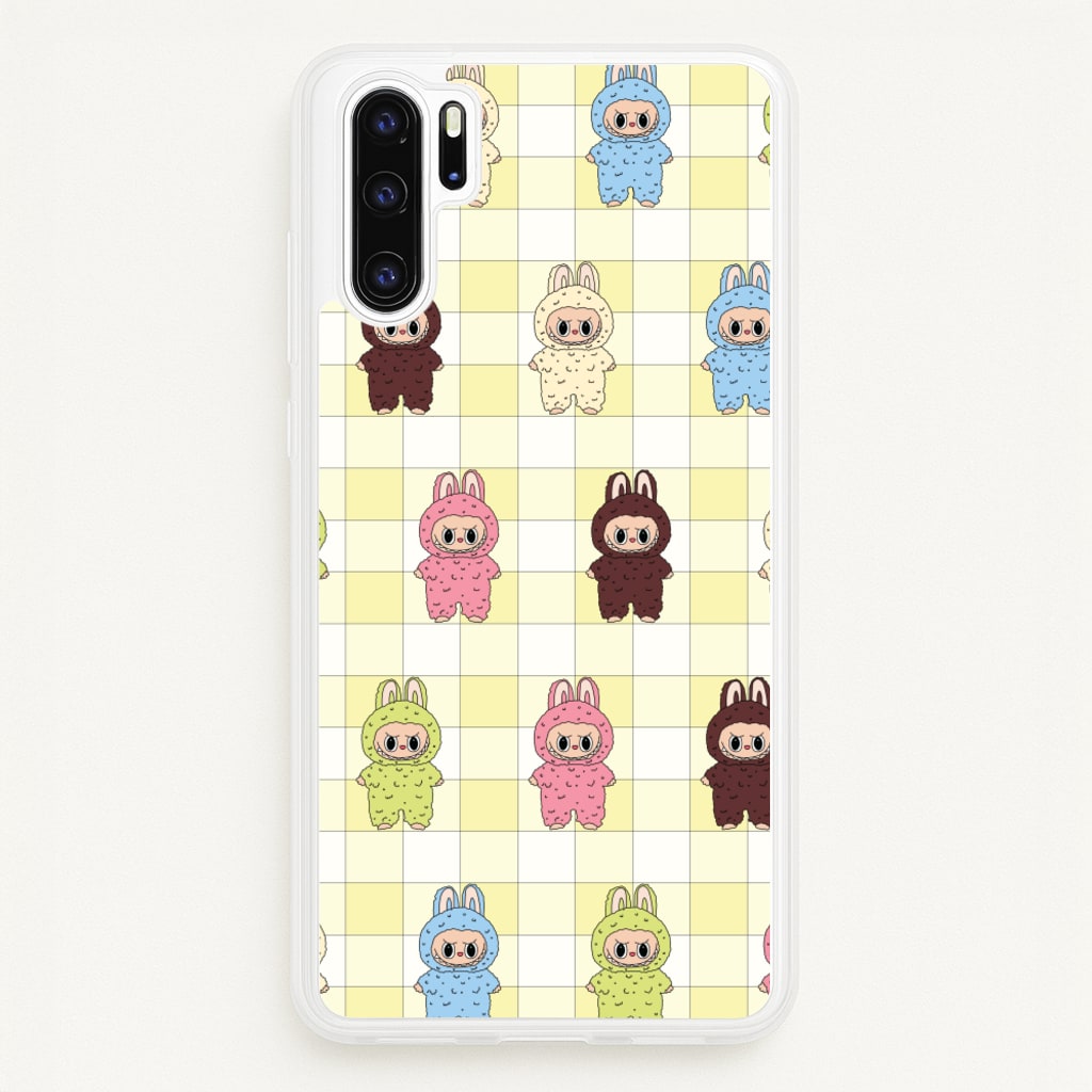 Cute Colourful Monsters Checkered Pattern  - Plushy Phone Case for Huawei P30 Pro