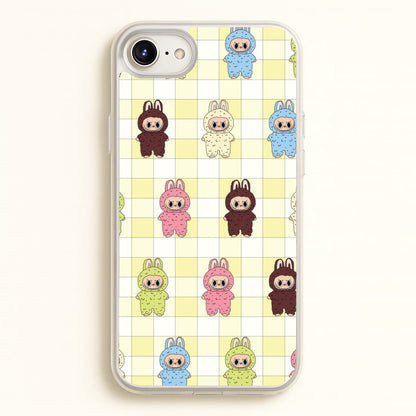 Cute Colourful Monsters Checkered Pattern  - Plushy Phone Case for iPhone 6 / 7 / 8 / SE