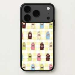 Cute Colourful Monsters Checkered Pattern Phone Case for iPhone 17 Pro Max