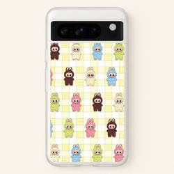 Cute Colourful Monsters Checkered Pattern  - Plushy Phone Case for Google Pixel 8 Pro