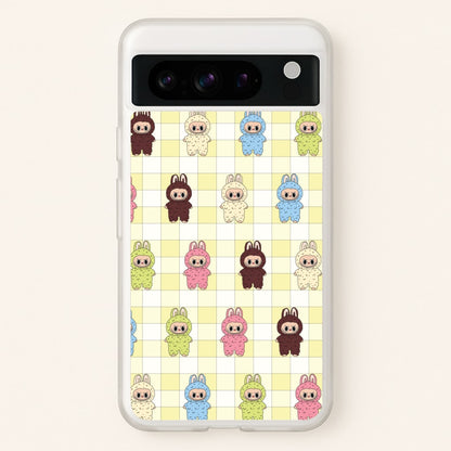 Cute Colourful Monsters Checkered Pattern  - Plushy Phone Case for Google Pixel 8 Pro