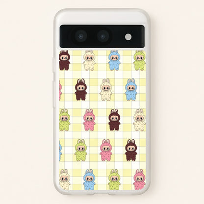 Cute Colourful Monsters Checkered Pattern  - Plushy Phone Case for Google Pixel 8a