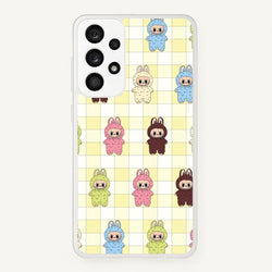 Cute Colourful Monsters Checkered Pattern  - Plushy Phone Case for Galaxy A33