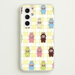 Cute Colourful Monsters Checkered Pattern  - Plushy Phone Case for Galaxy A14