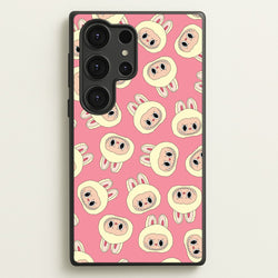 Cute Cream Monster Face Pattern  - Plushy Phone Case for Galaxy S25 Ultra