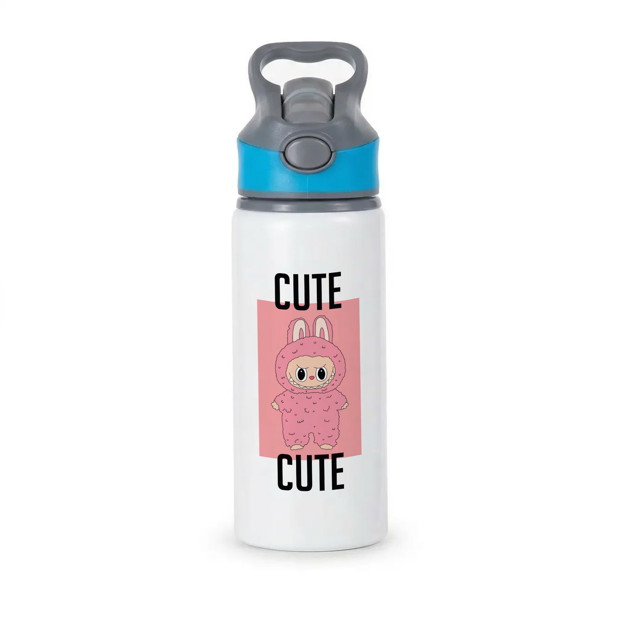 Cute Pink Monster Active Water Bottle - Blue