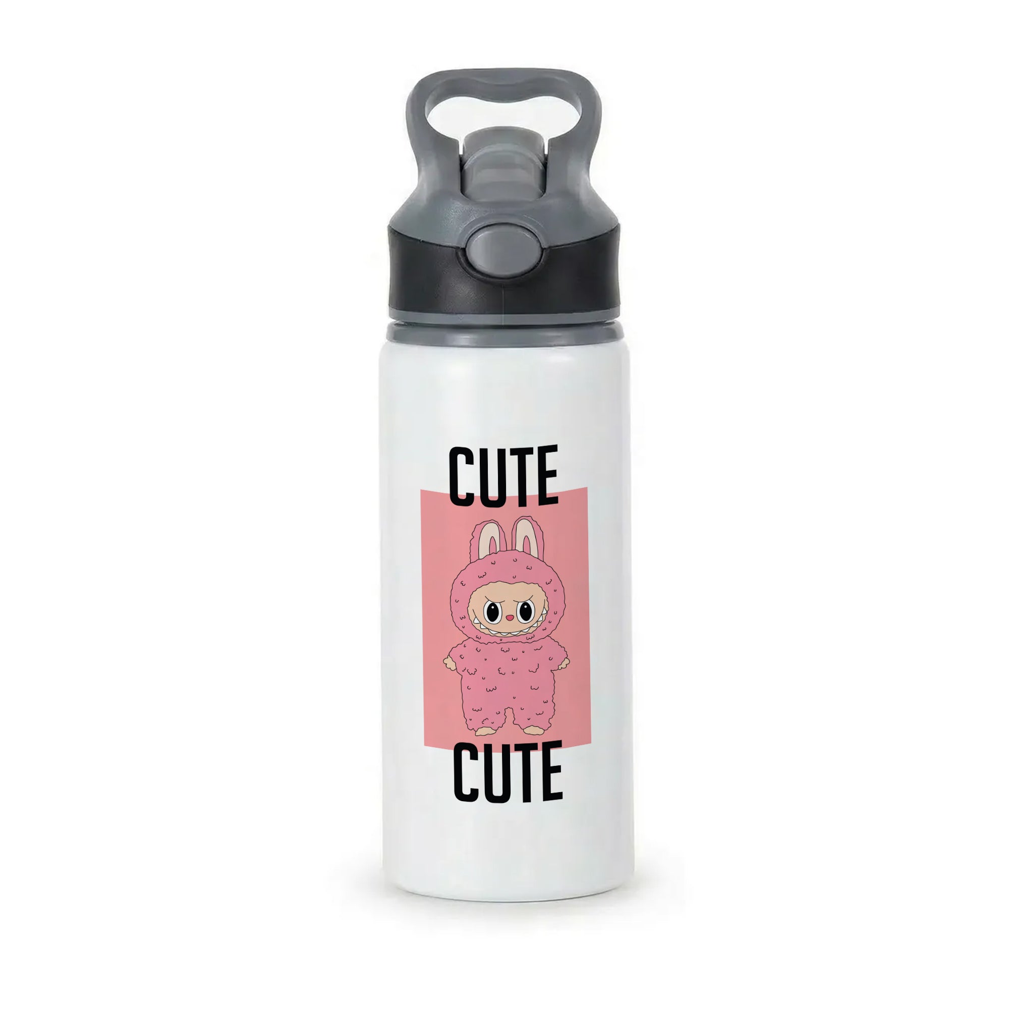 Cute Pink Monster Active Water Bottle - Black