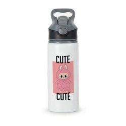 Cute Pink Monster Active Water Bottle - Black