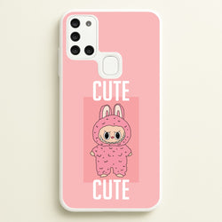 Cute Pink Monster  - Plushy Phone Case for Galaxy A21s