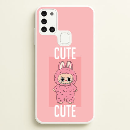 Cute Pink Monster  - Plushy Phone Case for Galaxy A21s