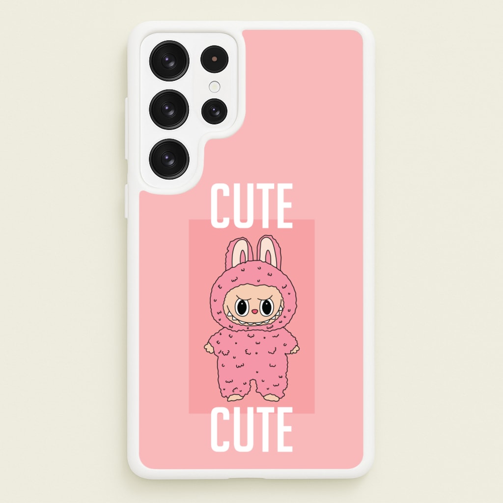 Cute Pink Monster  - Plushy Phone Case for Galaxy S23 Ultra