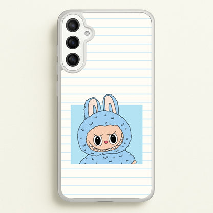 Cute Blue Notebook Monster  - Plushy Phone Case for Galaxy A36