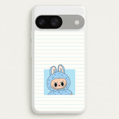 Cute Blue Notebook Monster  - Plushy Phone Case for Google Pixel 9 / 9 Pro