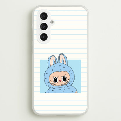 Cute Blue Notebook Monster  - Plushy Phone Case for Galaxy S23FE