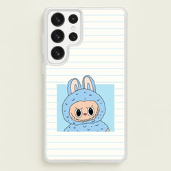 Cute Blue Notebook Monster  - Plushy Phone Case for Galaxy S23 Ultra