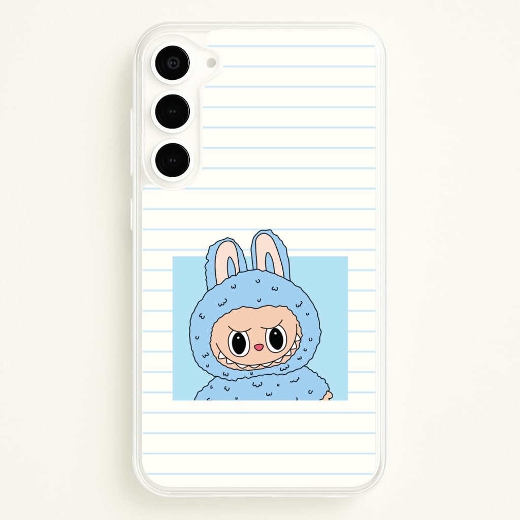 Cute Blue Notebook Monster  - Plushy Phone Case for Galaxy S23