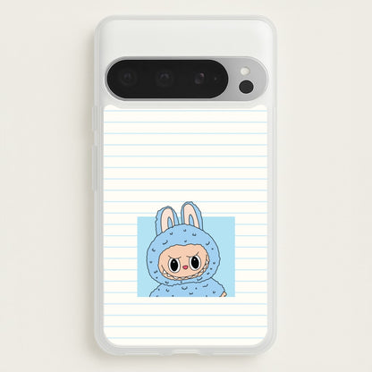 Cute Blue Notebook Monster  - Plushy Phone Case for Google Pixel 9 Pro XL