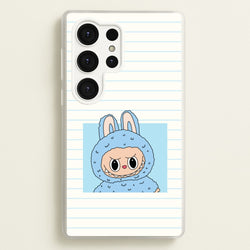 Cute Blue Notebook Monster  - Plushy Phone Case for Galaxy S25 Ultra