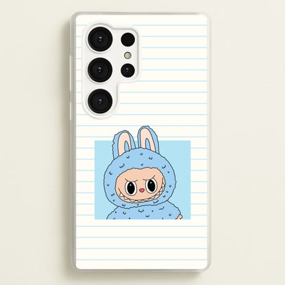 Cute Blue Notebook Monster  - Plushy Phone Case for Galaxy S25 Ultra