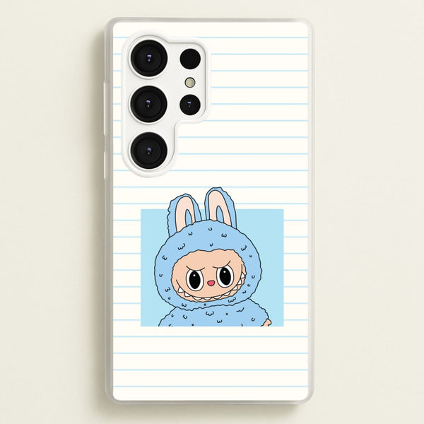 Cute Blue Notebook Monster  - Plushy Phone Case for Galaxy S25 Ultra