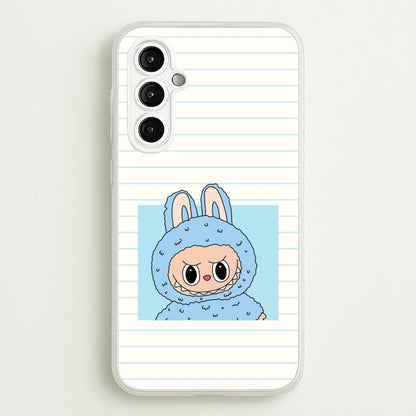 Cute Blue Notebook Monster  - Plushy Phone Case for Galaxy A14