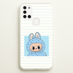 Cute Blue Notebook Monster  - Plushy Phone Case for Galaxy A21s