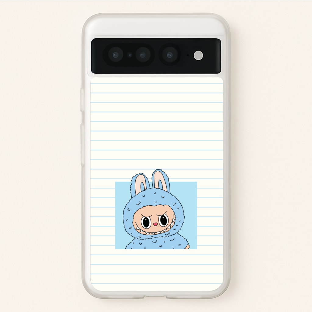 Cute Blue Notebook Monster  - Plushy Phone Case for Google Pixel 7 Pro