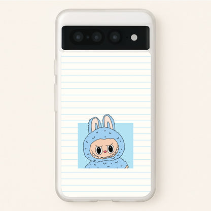 Cute Blue Notebook Monster  - Plushy Phone Case for Google Pixel 7 Pro