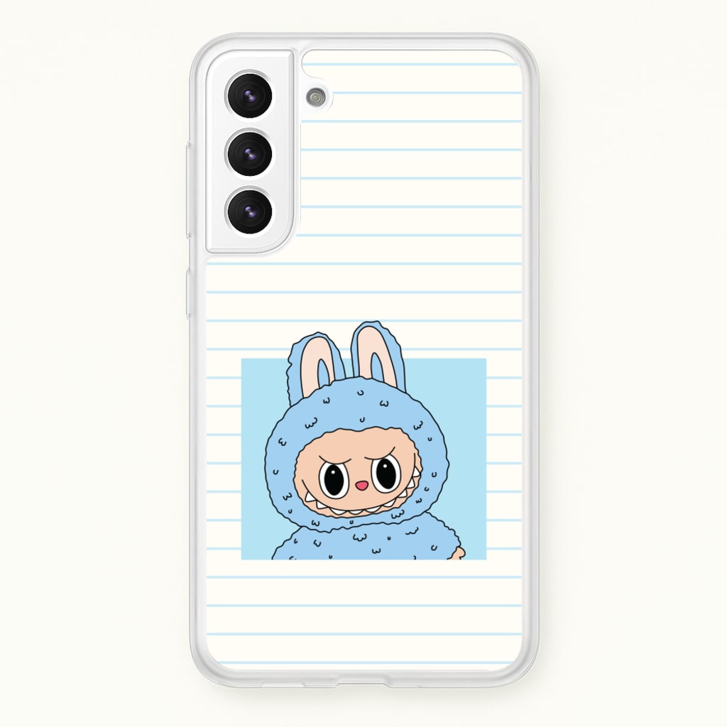 Cute Blue Notebook Monster  - Plushy Phone Case for Galaxy S22