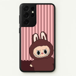 Stripey Cute Brown Monster  - Plushy Phone Case for Galaxy S21 Ultra