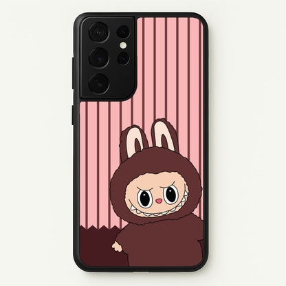Stripey Cute Brown Monster  - Plushy Phone Case for Galaxy S21 Ultra