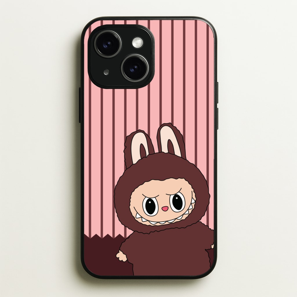 Stripey Cute Brown Monster  - Plushy Phone Case for iPhone 15 Plus