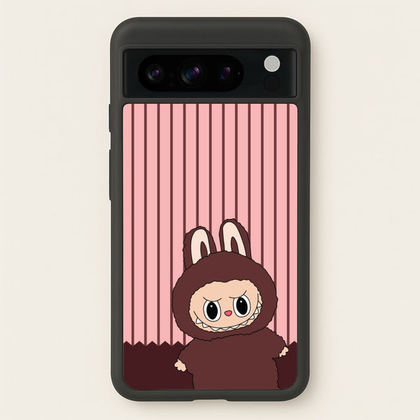 Stripey Cute Brown Monster  - Plushy Phone Case for Google Pixel 8 Pro