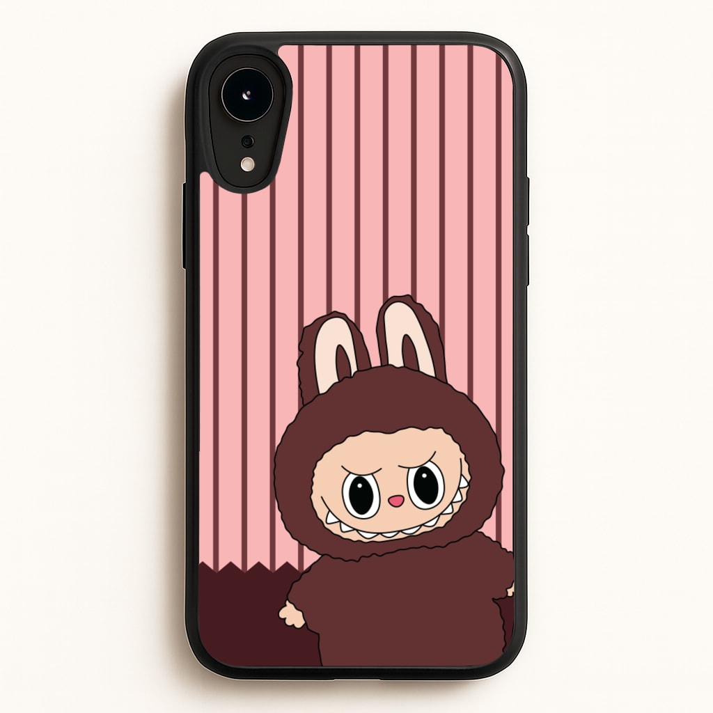 Stripey Cute Brown Monster  - Plushy Phone Case for iPhone XR