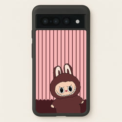 Stripey Cute Brown Monster  - Plushy Phone Case for Google Pixel 7 Pro